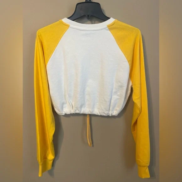 Bershka Zara yellow/white cropped sweatshirt size small - Picture 8 of 10